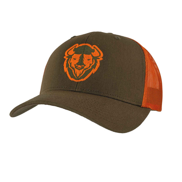 Bison Trucker Hat - Dark Loden Jaffa Orange
