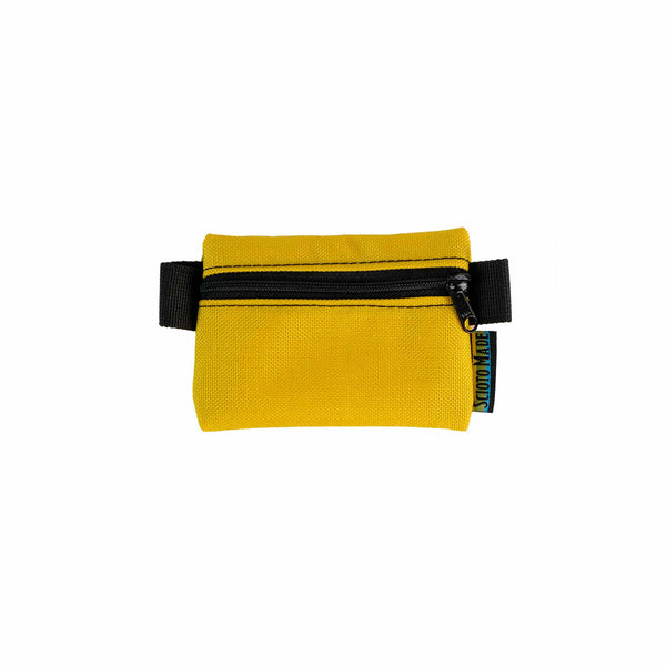 Image showing accessory bag in yellow. Size Mini (4.5" x 3.5"). Made from durable 1000D Cordura fabric with a 400D pack cloth interior. Perfect for organizing everyday carry items or travel essentials. Made in USA.