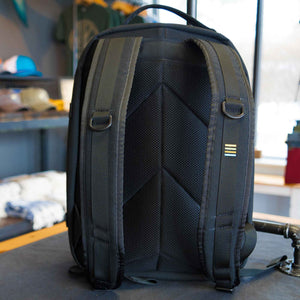 21L 1000D Cordura Backpack in all black. Back view showing padded back panels.