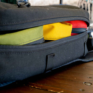 Set of 3.  4L packing cubes shown inside the 21L backpack.