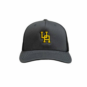 Upper Arlington embroidered UA structured 5 panel trucker hat. Officially Licensed and embroidered in Upper Arlington. Colors: Charcoal/Black