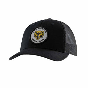 Scioto Made Golden Bears Patch Low Pro Trucker Hat in all black. Structured 6 panel low profile trucker hat.