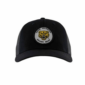 Scioto Made Golden Bears Patch Low Pro Trucker Hat in all black. Structured 6 panel low profile trucker hat.
