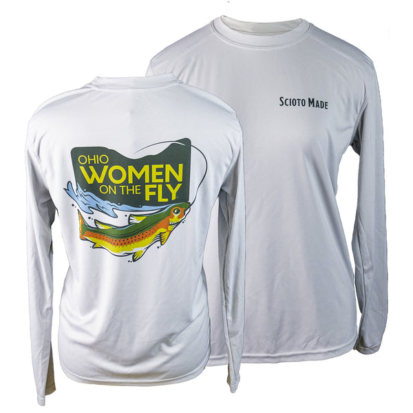 Ohio Women On The Fly Sun Shirt Pearl Grey